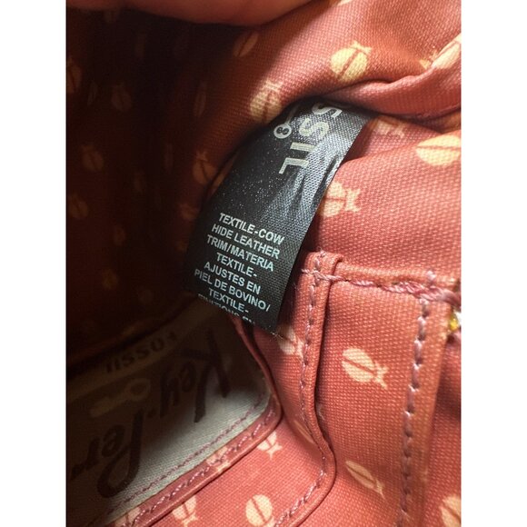 Fossil Key-Per Floral Canvas Leather Micro Wristlet Clutch Zipper Closure Strap - Picture 4 of 5